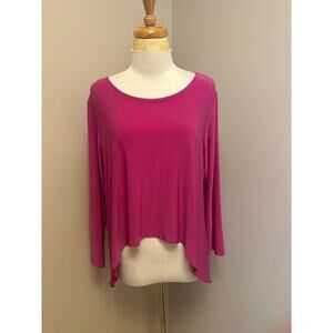 Sun Kim Pink Asymmetrical Blouse Top Sz Large